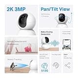 Tapo Wifi Indoor Camera, 2K 3MP Full HD Baby Camera, 360° Security Wireless Pet Camera, Night Vision, Work with Alexa & Google Home, 2 Pack(Tapo C210P2) (Package may vary)
