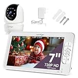 Baby Monitor with 1080P Camera and Audio, 7" 720P HD Video Baby Monitor No WiFi, 4000mAh Battery, VOX Mode, Auto Night Vision, Hack Proof, Remote PTZ, 7 Lullabies & White Noise