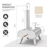 BIG HORN OUTDOORS Pizza Ovens Wood Pellet Pizza Oven Wood Fired Pizza Maker Portable Stainless Steel Pizza Grill