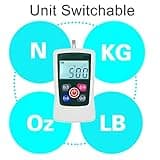 VISLONE Digital Force Gauge 500N/ 50kg/ 110Lb/ 1760oz Portable Push Pull Force Meter Unit Switchable Backlit Mini Dynamometer with 6 Fixture Heads, Storage Case, Auto Power off