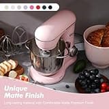 Kitchen in the box Stand Mixer, 4.5L+5L Two Bowls Food Mixer for Baking, 10 Speeds Electric Kitchen Appliance with Dough Hook, Whisk, Beater, 1300W Matte for Home Baking (Rose Pink)