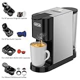 5 in 1 Espresso Single Serve Coffee Machine for Nespresso Original/Dolce Gusto/Mio/L’OR/Ground Capsule and ESE Coffee Pods,19Bar Multi-Capsule Coffee Machine (AC-513HF) (BLACK-HF)