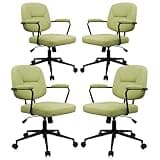 KLASIKA Leather Office Desk Chair,Rolling Swivel Adjustable Height Computer Desk Chairs,Ergonomic Mid Century Modern Vanity Make Up Chair with Backrest and Armrest for Task Office, Avocado, 4pk