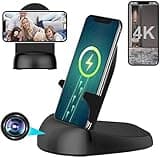 GJFJTC Hidden camera Spy camera WiFi Wireless Charger, Security Spy Cam Motion Activated,HD1080P/4K (Rotate Lens) with 250°Viewing Angle, camaras espias ocultas for Home Office Security(2.4/5G)
