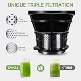 Cold Press Juicer Machines, 350W Masticating Juicer with 5.8‘’ Large Feeding Chute for Whole Fruit and Vegetable,High Juice Yield and Easy to Clean