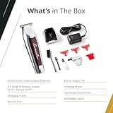 WAHL Professional Cordless Detailer Li Trimmer – Lightweight Stainless Steel T-Blade, Lithium-Ion Battery, Wireless Beard & Hair Trimmer, Silver/Maroon, 544g, Precision Detailing, 40x45x150mm