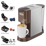 5 in 1 Espresso Single Serve Coffee Machine for Nespresso Original/Dolce Gusto/Mio/L’OR/Ground Capsule and ESE Coffee Pods,19Bar Multi-Capsule Coffee Machine (AC-513HF) (BROWN-513K)