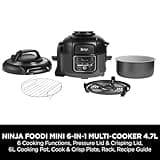 Ninja Foodi MINI Multi-Cooker 4.7L, with 6 Cooking Functions in 1, Pressure Cooker, Air Fryer, Slow Cook and Steam, 1460W, Grey/Black OP100UK