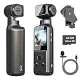 IXROAD 4K Body Camera with Audio and Video, Vlogging/POV Camera with 270° Rotatable Lens, Pocket Action Cam with External Microphone, Clip and 64GB TF Card