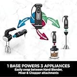 Ninja Foodi 3-in-1 Hand Blender, Hand Mixer & Chopper, Food Processor with 3 Attachments, 850W Powerbase, Immersion Blender, 5 Mixing Speeds, 2 Blending Speeds, 1.5m Cord, Black CI100UK