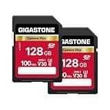 Gigastone 128GB 2-Pack SD Card UHS-I U1 Class 10 SDXC Memory Card Full HD Video for Canon Nikon Sony Panasonic Digital Camera, Full Size SD Card