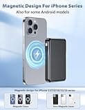 For Magsafe Power Bank, Portable Charger 10000mAh, PD 20W Fast Charging Battery Pack w/Built-in Cables, USB-C Wireless Magnetic Powerbank for iPhone 16/15/14/13/12/Pro/Pro Max - Pure Black