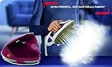 Tefal High Pressure Steam Generator Iron, 135g/min Steam Output, Non-Stick Durilium Soleplate, 540g/min Steam Boost, 7.5-Pump Bars with Pro Express Protect Technology, White & Burgundy, (GV9220)
