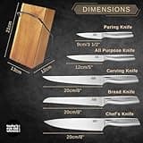 Taylors Eye Witness 5 Piece Knife Block Set – Razor Sharp Full Metal Kitchen Knives with Stylish Acacia Wood Storage. Stainless Steel Precision, Durable, Includes Paring, Chef, Bread & Carving Knives