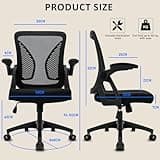 Durrafy Ergonomic Office Chair,High Back Desk Chair with Adjustable Armrest and Lumbar Support,Height Adjustable,Breathable Mesh Backrest for Comfort,Swivel Computer Task Chair for Home/Office, Black