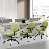 KLASIKA Leather Office Desk Chair,Rolling Swivel Adjustable Height Computer Desk Chairs,Ergonomic Mid Century Modern Vanity Make Up Chair with Backrest and Armrest for Task Office, Avocado, 4pk