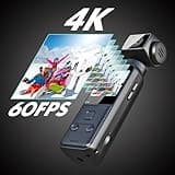IXROAD 4K Body Camera with Audio and Video, Vlogging/POV Camera with 270° Rotatable Lens, Pocket Action Cam with External Microphone, Clip and 64GB TF Card