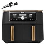 Ninja Foodi MAX Dual Zone Air Fryer, Amazon Exclusive, Tongs, 2 Drawers, 9.5L, 6-in-1, Use No Oil, Air Fry, Max Crisp, Roast, Bake, 8 Portions, Nonstick Dishwasher Safe Baskets, Copper/Black AF400UKCP
