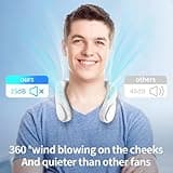 PluvoFan 6000mAh Neck Fan with Cooling Plate Cold Compress Bladeless Portable Quiet Air Conditioner Rechargeable Holiday Essentials for Women Men Travel Camping Outdoor (White)