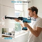 Seesii Electric Caulking Gun for 29OZ/800ML and 20OZ/600ML, 21V Cordless Caulk Gun with 1X 2000mAh Battery, Stepless Speed, Anti-Drip, Led Light, Battery Powered Caulking Gun for Filling, Sealing