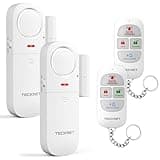 TECKNET Door Alarm Sensor 2 Packs With Remote Control, Window Alarms for Security, 4 Modes, Adjustable Volume, Wireless Magnetic Door Sensor Burglar Alarm Systems for Your Home Security Systems