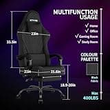 SITMOD Gaming Chair, Fabric Gaming Chairs for Adults with Footrest and Lumbar Support, Ergonomic High Back PC Computer Chair Adjustable Headrest & 360° Swivel 150kg for Gamers Home Office, Black