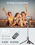 Selfie Stick Tripod with 2 Fill Lights, 45'' Extra Long Phone Tripod with Detachable Remote, Compatible with iPhone, Samsung, Smartphones