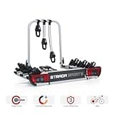 Atera 022695 Strada Sport 3 car bike rack, car tow-bar rack with lights – for 3 bikes, e-bikes – Black Edition