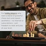 MILLENNIUM ChessGenius Pro Wood Edition chess computer - Elegant wooden look with real wooden pieces, user-friendly operation, mobile and versatile, ideal for hobby players with AI learning functions