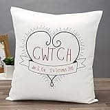 The Gift Experience Personalised Pillow Cushion With Insert, Welsh, Cwtch, Home Decor, Personalised Gifts