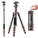 K&F Concept 61" Carbon Fibre Camera Tripod, Lightweight Compact Tripod with 2 Sections Central Column, Low Profile Ball Head and Carry Bag for DSLR Camera A225C0+BH-25L