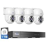 Hiseeu Wired CCTV Security Camera System Outdoor, 8 Channel 5MP DVR with 4x PT Camera, Home Security Systems Night Vision, Motion Detection, 1TB Hard Drive, Remote Access, App Alert