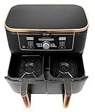 Ninja Foodi MAX Dual Zone Air Fryer, Amazon Exclusive, Tongs, 2 Drawers, 9.5L, 6-in-1, Use No Oil, Air Fry, Max Crisp, Roast, Bake, 8 Portions, Nonstick Dishwasher Safe Baskets, Copper/Black AF400UKCP
