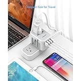 TESSAN Universal Travel Adapter Worldwide with 4 USB, International Travel Adapter UK to European Power Universal Plug Adaptor for EU USA Australia Thailand (Type C, G, A, I),Grey White