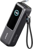 Anker Laptop Power Bank, 25,000mAh Portable Charger with Triple 100W USB-C Ports for Multi-Device Charging, Built-In and Retractable Cables, For iPhone 16/15 Series, Samsung, and More