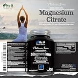 Magnesium Citrate 1480mg - 240 Vegan Capsules - 4 Month Supply - Providing 444mg Elemental Mag - Capsules not Tablets - High Strength Supplement - Made in The UK - Nu U Nutrition