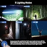 Blukar Torch Rechargeable, 500000 Lumens Torches LED Super Bright Flashlight, Adjustable Focus, 5 Modes, 5000 mAh Long Lasting, IP67 Waterproof, Smart Digital Display for Camping, Power Cuts,Emergency