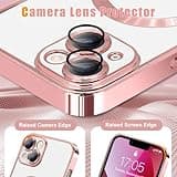 Ethanger for iPhone 13 Case Compatible with MagSafe Luxury Plating Bling Shockproof Bumper with Camera Lens Protector Magnetic Women Girly Phone Case for iPhone 13, Pink