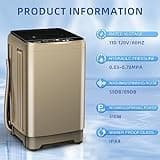 Kazigak - Portable Washing Machine, Compact & Energy Efficient, Gold, Top Access, 14 lbs, 10 Programs, LED Display, for Home and Apartments
