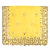 Decorative Mat Aasan Artifcial Silk Pooja Cloth Decorative Cloth for Multipurpose Indian Traditional Ethnic Pooja Navratri Festival Decoration Pooja Item Articles(Size:-19 Inch X 19 Inch)(Yellow)
