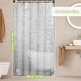 OTraki 3D Shower Curtain 48" x 72", Clear Shower Curtains Weighted 120 x 200cm, Transparent Shower Curtain with 8 Hooks, Plastic Shower Curtains (Heavy Duty, Waterproof)