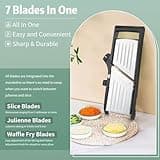 Mandoline Slicer, 7 in 1 Stainless Steel Vegetable Cutter, Adjustable Mandoline Food Slicer for Potato, Onion, Cucumber, Cabbage, Send Cut Proof Gloves, and Cleaning Brush
