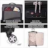 Aerolite Large 30in Lightweight 8 Wheel Eco Friendly Travel Checked Check in Hold Luggage Suitcase with TSA Lock Black Grey