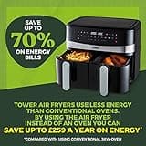 Tower T17088 Vortx 9L Dual Basket Air Fryer with Smart Finish, 2600W, Black