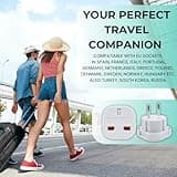 Double Dragon EU Travel Plug Adapter | UK 3 PIN to European 2 PIN Plug Converter Type C, E, F for Spain, France, Italy, Portugal, Germany, Greece, Sweden, Norway, Poland, Denmark, Finland (Pack of 2)