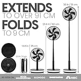 VENTY Portable Fan - Wireless Battery Operated Fan - 4 Speeds - LED Lighting - Carry Case & Remote Control - Cruise Travel - Outdoor Travel RV Power Bank With USB-C Port (Black with Case)