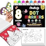 Chalkola 8 Washable Dot Markers for Toddlers 1-3 | with 20 Page Coloring Activity Book Kit, Bingo Dabbers | Preschool Paint Dot Art Set - Toddler Arts and Crafts Supplies for Kids Ages 2-4 Years Old