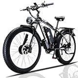 JESRIDER Electric Bike UK Road Legal Hybrid Commuter | 26" Fat Tyre All-Weather Ebike, 48V 60+ Mile Range, Removable Battery with USB Charger, Phone Mount & QR Seat (Black-White)