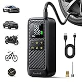 Lamicall Car Tyre Inflator Air Compressor - [5x Faster Inflation] Portable Air Pump with Digital Pressure Gauge & LED Light, 150PSI Electric Tyre Pump with Auto Shutoff for Car, Motorcycle, Bike, Ball