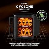 Swan SD10522BLK 11L Twin Stack Air Fryer, Swan Cyclone Technology, Two 5.5L Baskets, Space-Saving Vertical Stack Design, Foldable Digital Touch Display, Dual Cook Functions,10 Pre-Sets, 2800W Black